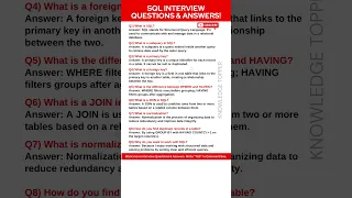 SQL Interview Questions and Answers