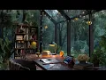Glasshouse Study Room with Forest view and Large Windows - Rain Sounds for Focus and Relaxation