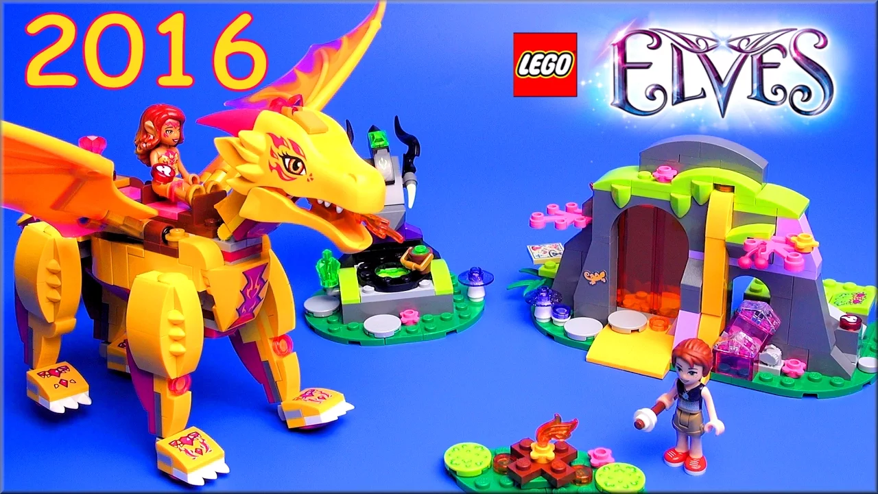 Lego Elves Fire Dragon's Lava Cave Set Build Review Play - Kids Toys