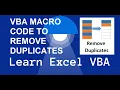 VBA Macro Code to Remove Duplicates