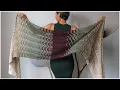 Easy Beginner 4-Row Repeat Knit Shawl Blanket or Scarf Pattern - Learn Feather and Fan Stitch