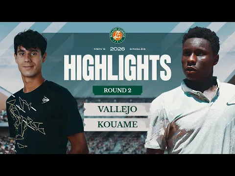 Adolfo Daniel Vallejo vs Moise Kouame | Round 2 Highlights | Roland-Garros 2026 - YouTube thumbnail
