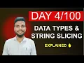 Day Python Data Types String Slicing Type Casting Explained in Hindi 2025