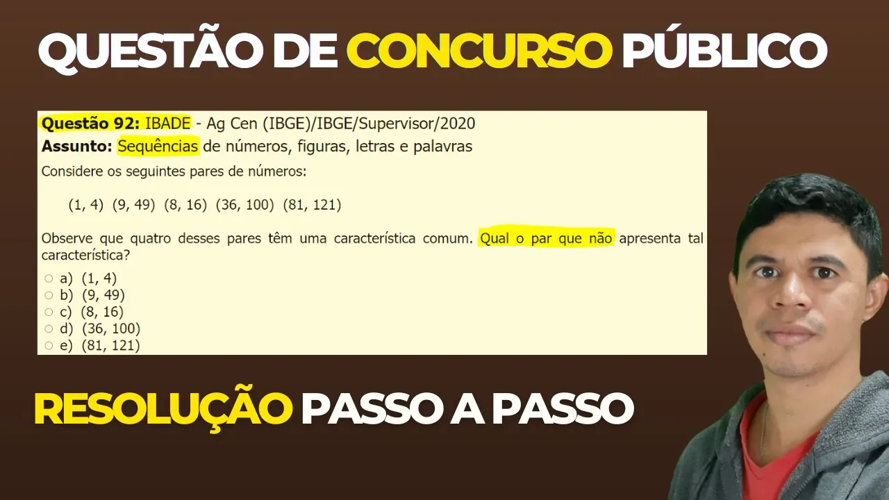 🧑‍🏫Questão 92 BANCA #IBADE 📚  Sequência Numérica♟️ Raciocínio Lógico para #concursos