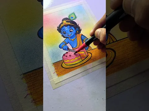 "wait for end" Cute KRISHNA Drawing 😍😱 #krishna #drawing #art #viral #shorts