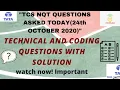 Tcs nqt 2021 technical and coding questions asked on 24th october TCS questions today