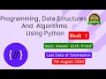 NPTEL Programming Data Structures and Algorithms Using Python Week 1 Quiz answer with proof 100