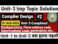 Compiler Design Aktu Unit 3 Backpatching Three Address Code Intermediate Code Generation