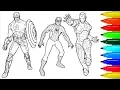 Spiderman Captain America Iron Man Coloring Pages Colouring Pages For Kids With Colored Markers