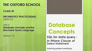 Substring pattern matching in where clause of SQL statement