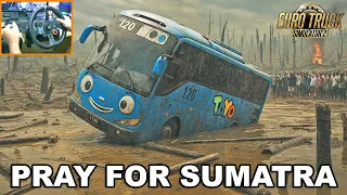 the tayo bus is stuck in the middle of a flooded forest telolet basuri terbang bersamaku