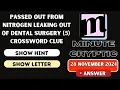 Passed out from nitrogen leaking out of dental surgery 5 Crossword Clue Minute Cryptic Clue