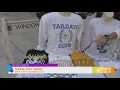 Sweet Momma Blair stops by television plaza with game day gear