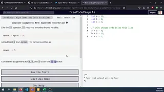 Day21 FreeCodeCamp Compound Assignment With Augmented Subtraction