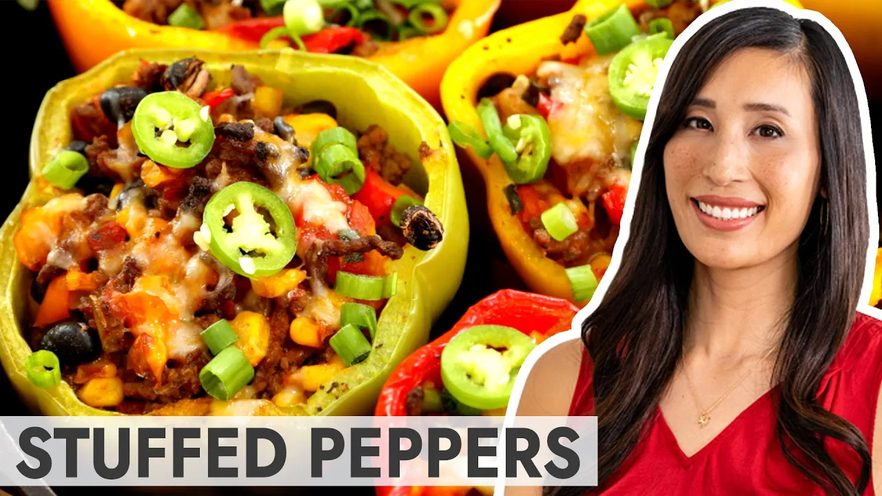 EASY Meat & Rice Stuffed Peppers!! The BEST Recipe! Extra Flavorful & Juicy!