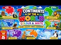 7 Continents of the World Worksheet for Kids Colour and Write Geography Download FREE PDF