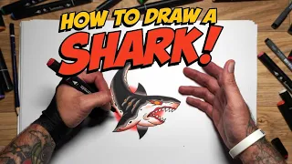 How to Draw a Traditional SHARK Tattoo Style Easy Drawing Tutorial