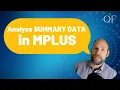 Analyzing Summary Data in Mplus