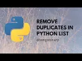 Removing duplicates in python list https bongobinary com
