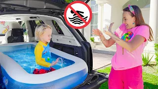 Chris and Mom Inflatable Pool Adventure - funny stories for children