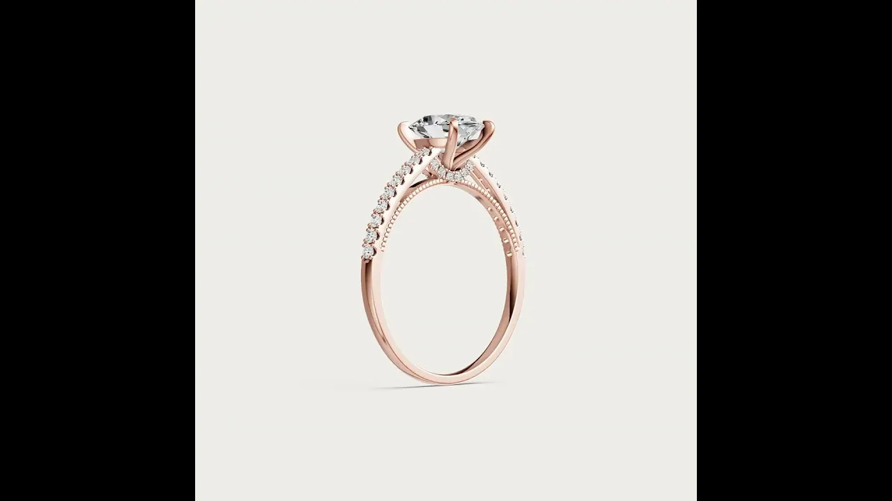 Melina丨Oval Cut Pave Solitaire 1CT Lab Grown Engagement Ring