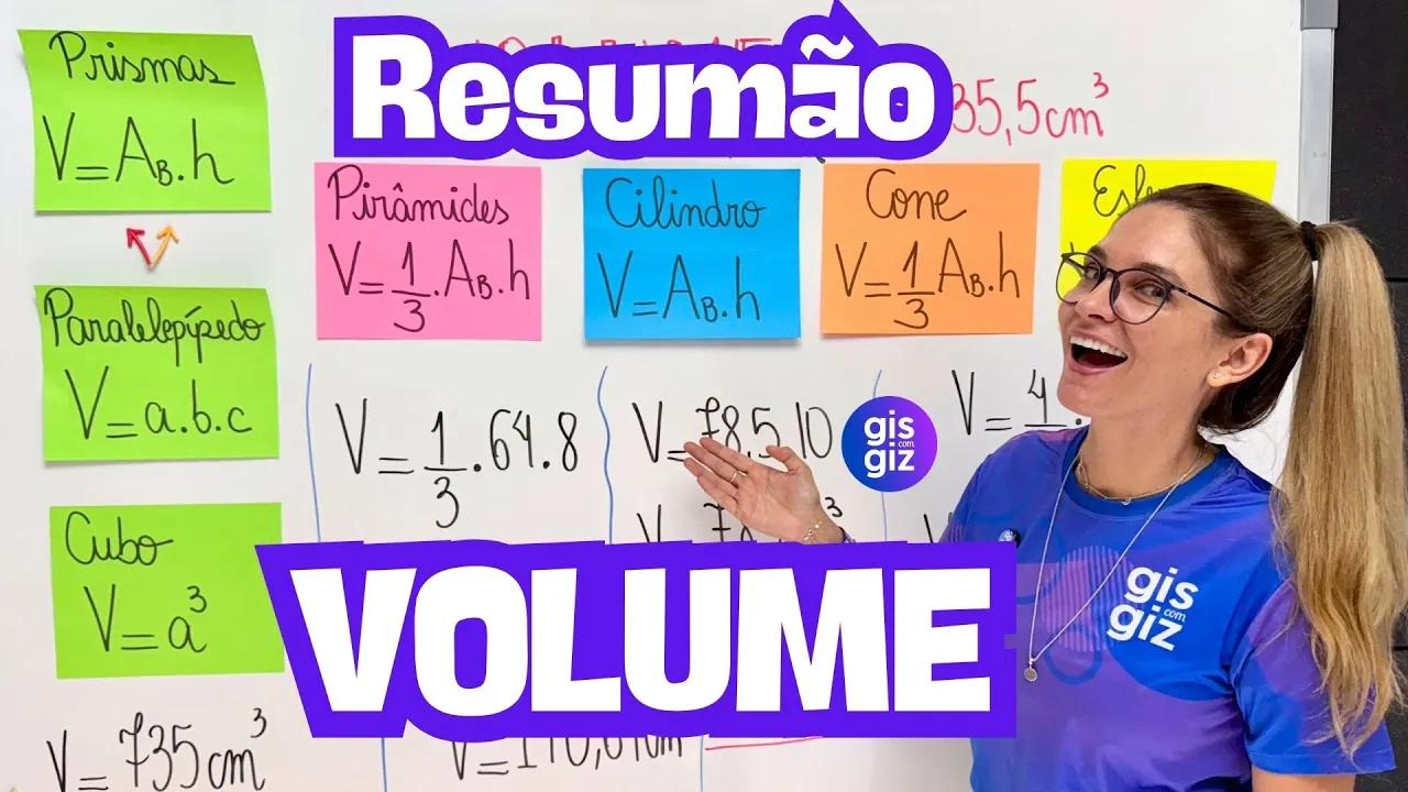 VOLUME DE SÓLIDOS GEOMÉTRICOS - Prisma, Paralelepípedo, Cubo, Pirâmide, Cilindro e Esfera