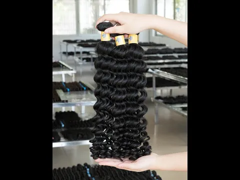 Wholesale 12-28 Inch Deep Wave Virgin Peruvian Hair #1B Natural Black Video