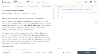Leetcode 165 Medium Compare Version Numbers