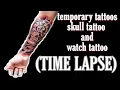 Temporary tattoo sleeve tattoo skull tattoo and watch Time lapse