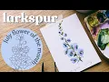 Watercolor Larkspur delphinium - July birth month flower