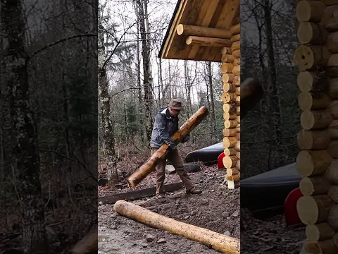 Log Cabin Build Alone in the Wilderness - Installing a Wood Floor and Making a Door | Episode 05