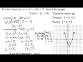 Graph the Quadratic Function f x x 2-2x-3 Find Vertex Axis of Symmetry x - and y-Intercepts