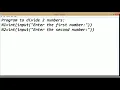 Python Tutorial Program to divide 2 numbers