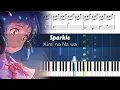 RADWIMPS - Sparkle - Kimi no Na wa (Your Name) - Accurate Piano Tutorial with Sheet Music