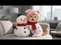 Lagu Adorable Ginger Kitten Loves Snowmen, Mama Cat Made a Cute Snowman Plushie for Ginger  ⛄🐱✨