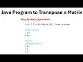 Java Program to Transpose a Matrix Step-by-Step Explanation Java Interview Question