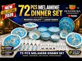 72 PCS Premium Melamine Dinner Set 2026 Luxury Blue Floral Design Food Grade Crockery