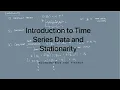 Introduction to Time Series Data and Stationarity