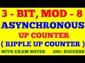 3 BIT ASYNCHRONOUS UP COUNTER RIPPLE UP COUNTER DIGITAL ELECTRONICS WITH EXAM NOTES
