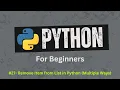 27 Remove Item from List in Python Python For Beginners Learn Python Zero to Hero