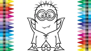coloring halloween minions vampire coloring book page