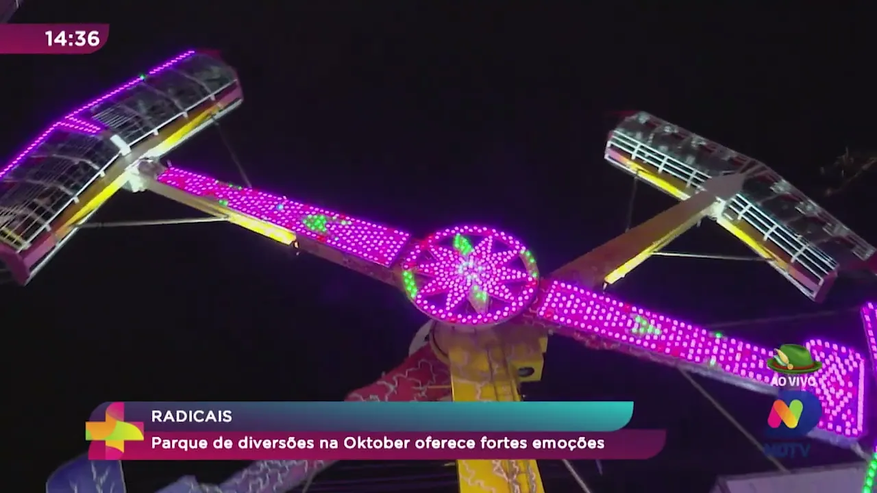 Parque de diversões na Oktoberfest oferece fortes emoções