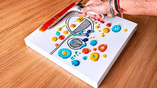 Easy Acrylic Painting Technique / Simple Abstract Painting / Using Various Tools & Technique 