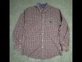 CHAPS Men s Button Up Shirt Medium Regular Long Sleeve Maroon White Plaid 0080