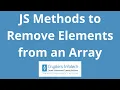 JavaScript Methods to Remove Elements from An Array How to Delete Items from An Array Crypters