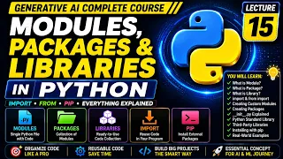 Modules Packages Libraries in Python import from pip Explained Gen AI Course Lecture 15