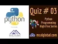 Learn Python online by Quiz 3 For beginners to experts