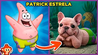 🧽 BOB ESPONJA | 🔊 ADIVINHE PELA VOZ | Como seria os personagens versão 🐶 CACHORRO🧽⭐ #quiz #macaquiz
