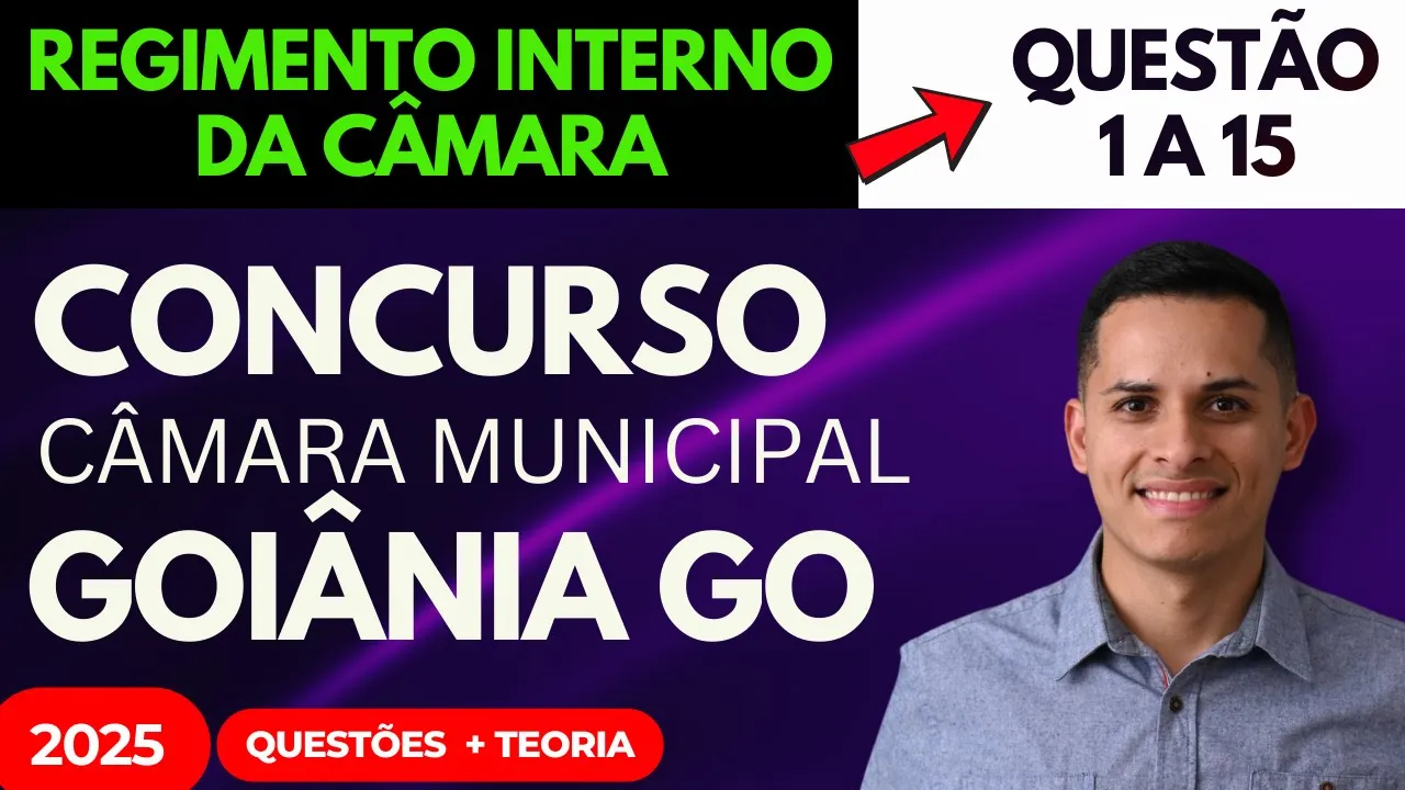 Regimento Interno da Câmara de Goiânia GO Simulado 30 questões parte 1