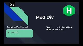 MOD Div in Python HackerRank Python Beginner